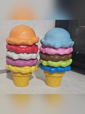 Rainbow Color Stackable Ice Cream Cone Toy Set - Multicolor Kids Play Food